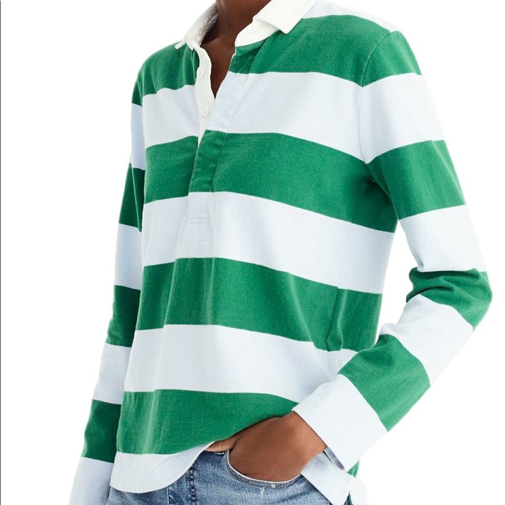 Jcrew Green Striped Polo